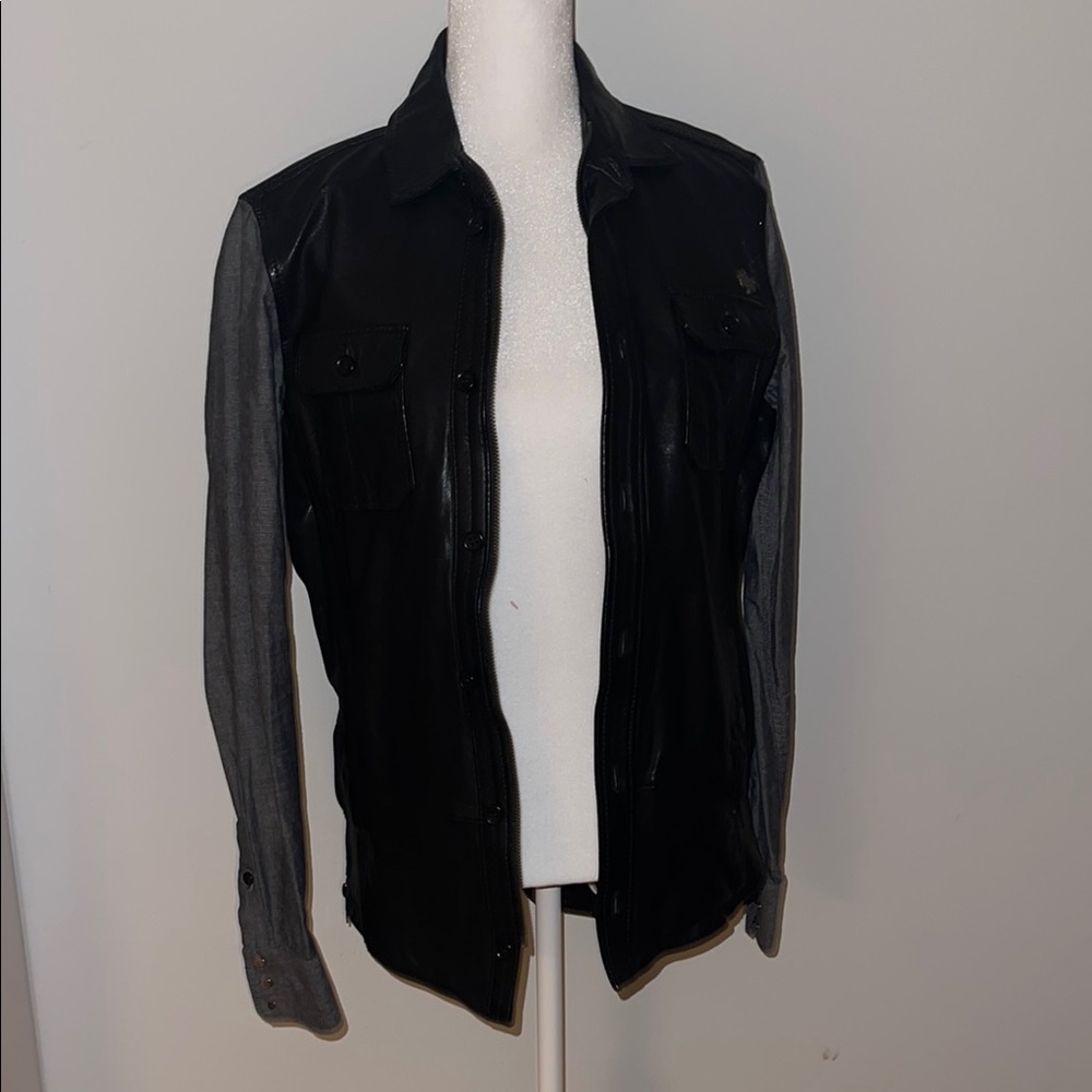Black and Gray Button-Up Jacket